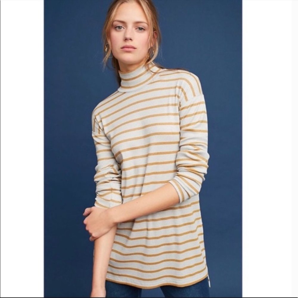 ANTHRO Vanessa Virginia Metallic Turtleneck Tunic XS